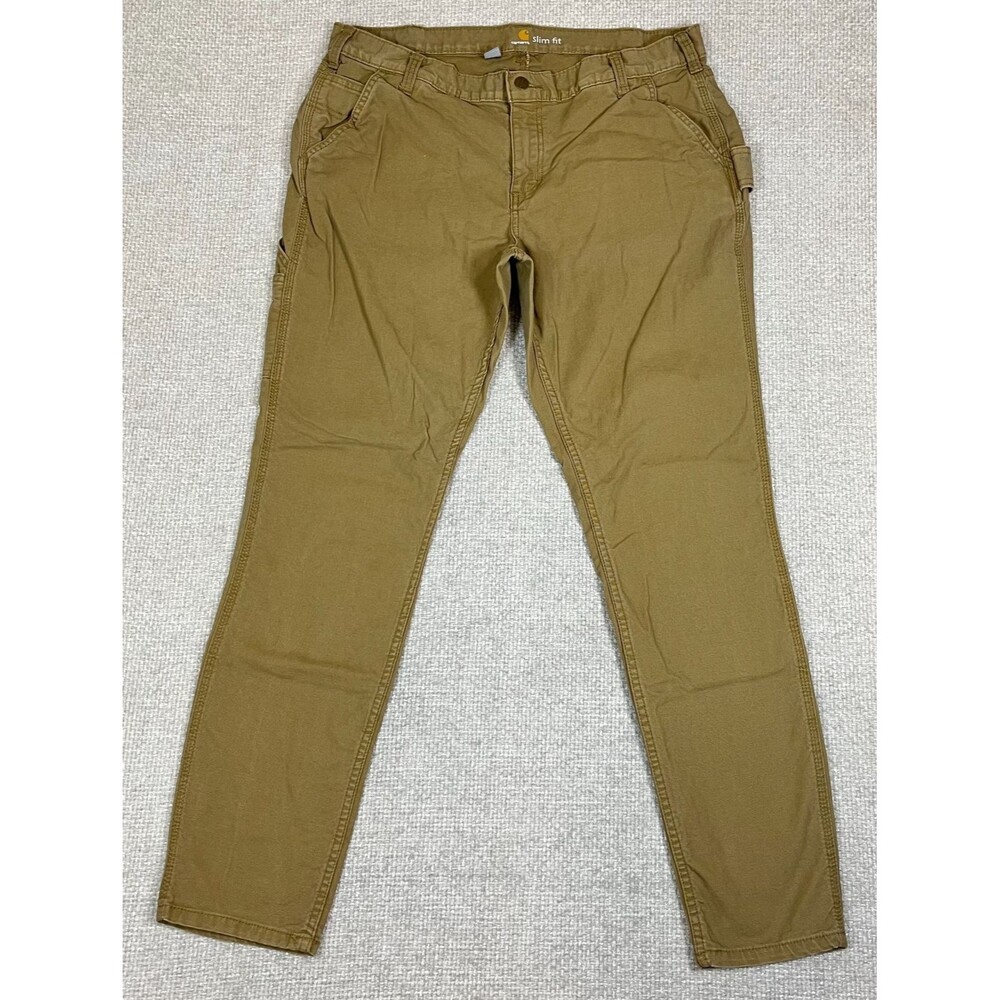 Carhartt Utility Work Pants Womens 16 Tall Slim Fit Cargo Carpenter Flex 103224